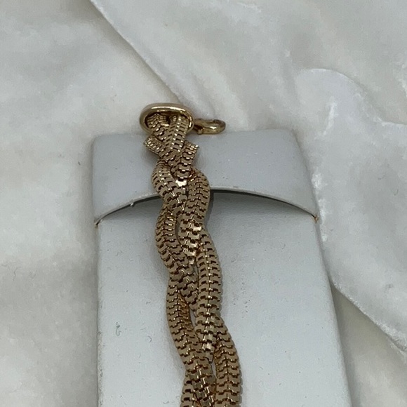 Gold-Tone Braided Bracelet With Two Attached Tassels - Picture 10 of 13